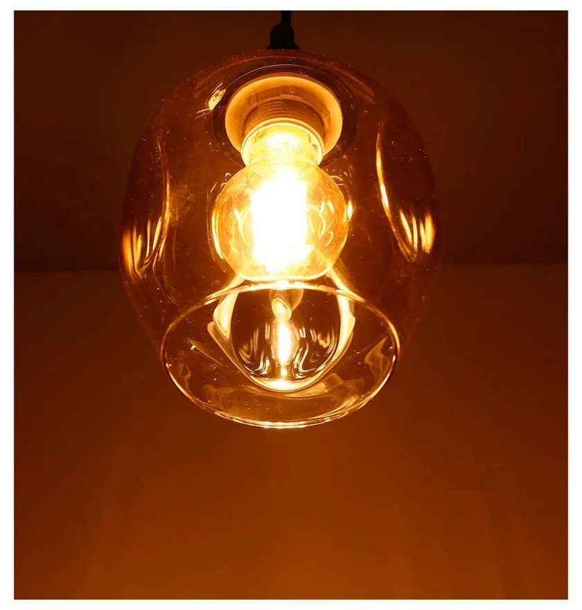 Lustră neagră cu abajur din sticlă ø 14 cm Aspa – Candellux Lighting