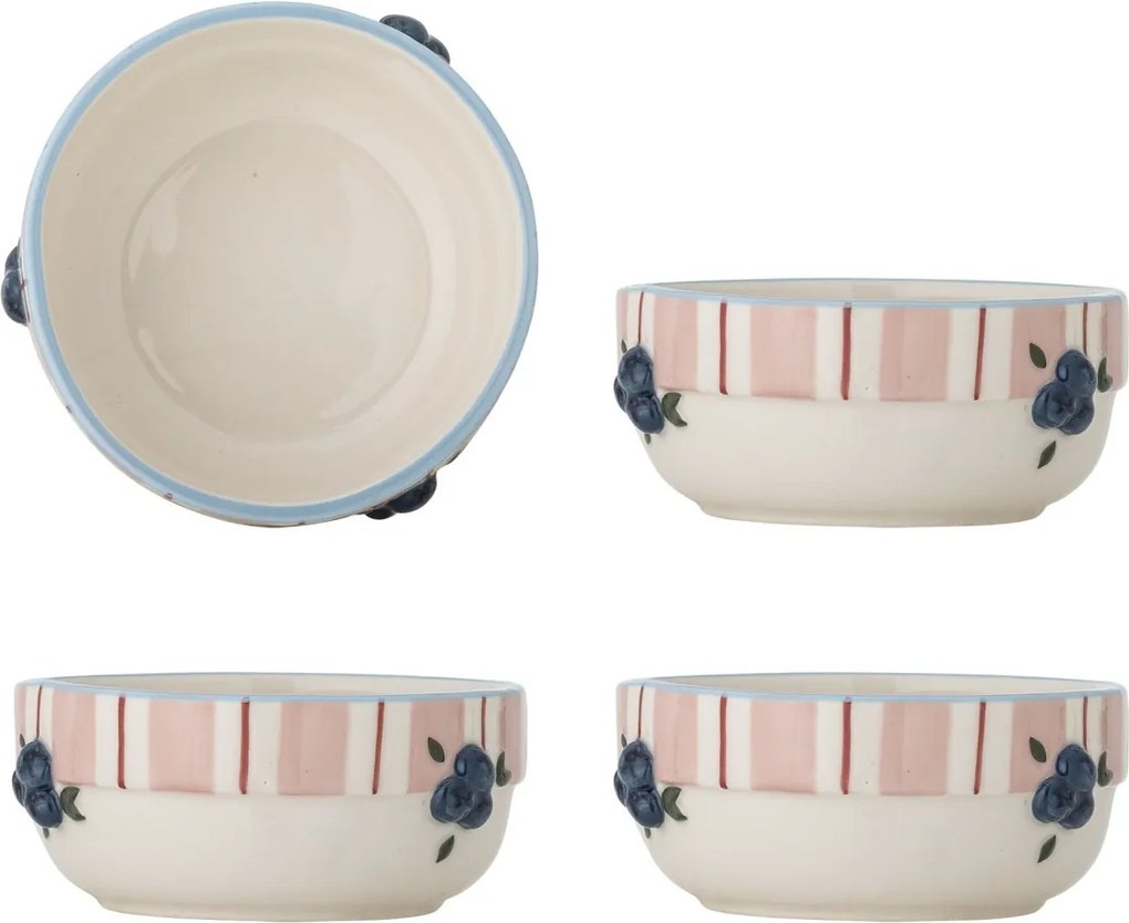 Set 4 boluri din ceramică pictate manual, roz, D13,5×H6 cm, 295 ml, „Carry Bowl"
