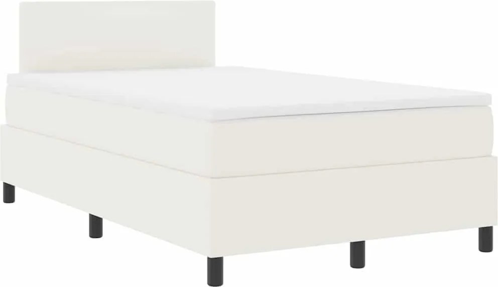 vidaXL Pat cu arcuri Crema și Alb 120 x 200 cm Țesătură din corduroy