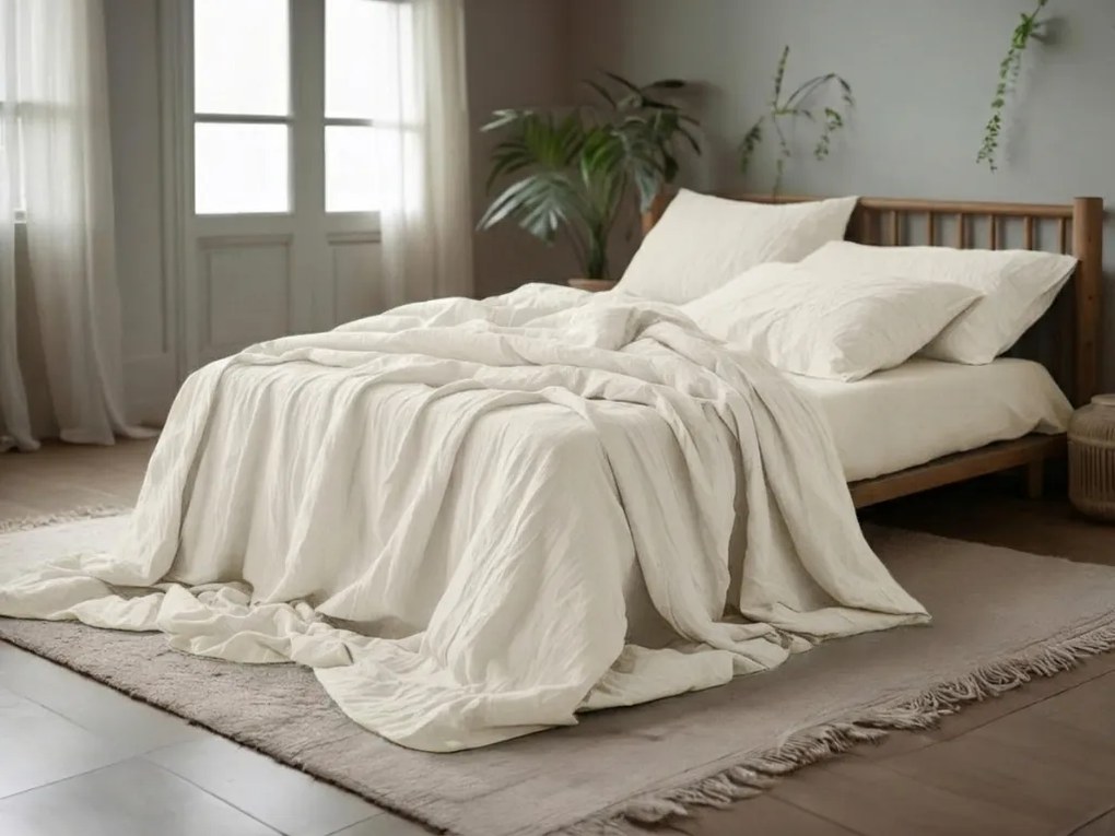 Lenjerie de pat din muselina PURELY crem Dimensiunile lenjeriei: 80 x 80 cm | 155 x 220 cm