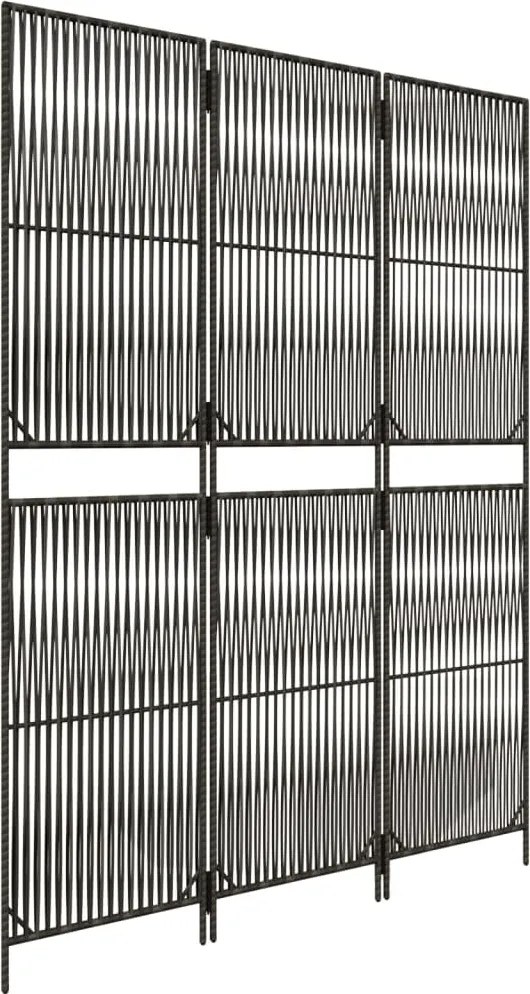 vidaXL Separator de cameră cu 3 panouri, gri, poliratan