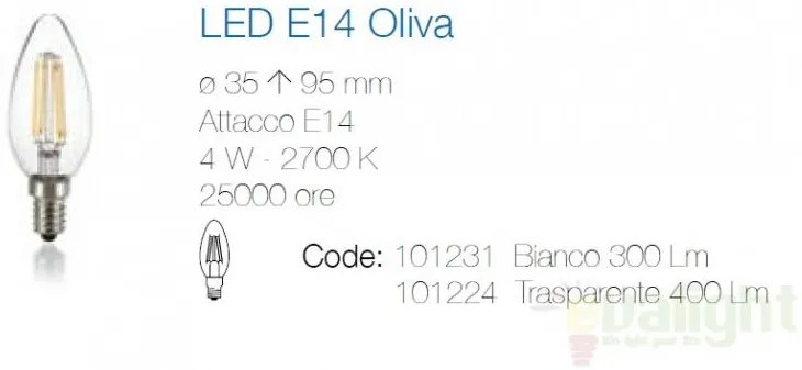 Bec LED E14 4W OLIVA BIANCO 101231