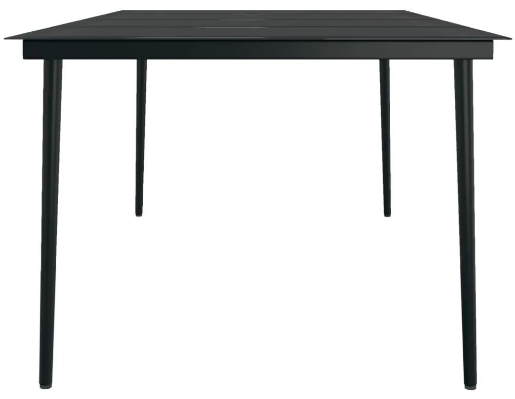 Set mobilier pentru gradina cu perne, 7 piese, negru negru si maro, Lungime masa 200 cm, 7