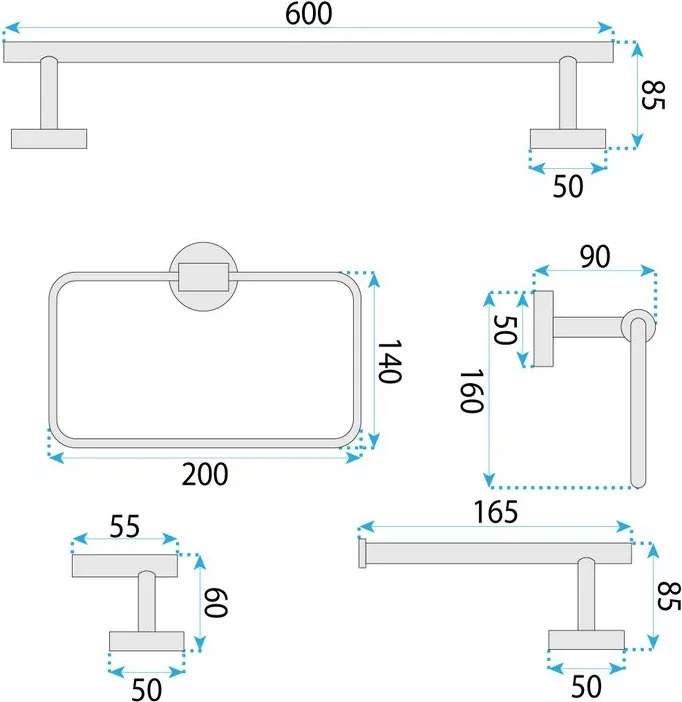 Set accesorii pentru baie GRID auriu periat 4 piese