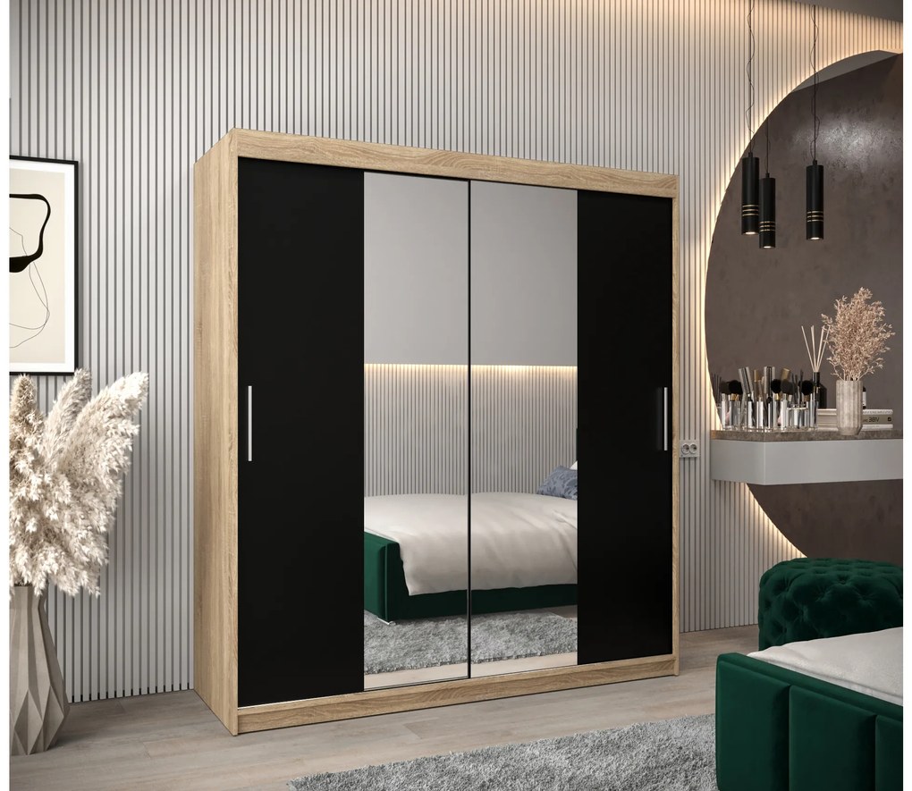 Dulap de haine 180 cm Toki 1 (stejar sonoma + negru mat). 1064927