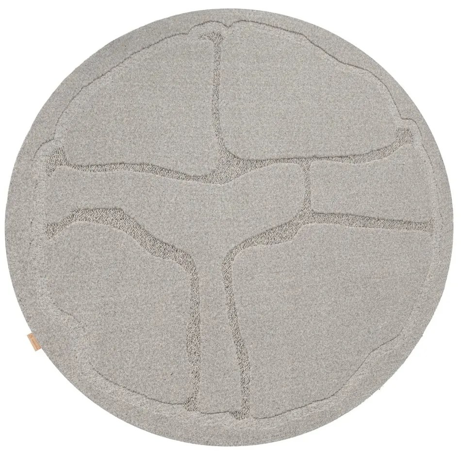 Covor gri rotund din lână ø 160 cm Morphic Organica – Agnella