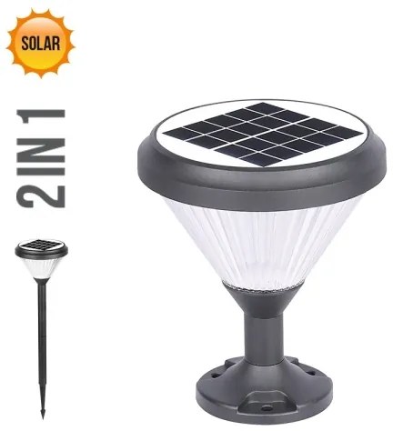 Corp de iluminat LED solar 2 în 1 Prezent 65291 AKRA LED/10W/3,2V IP65 2000 mAh