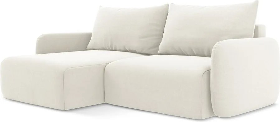 Colțar crem extensibil/cu spațiu de depozitare cu tapițerie din catifea (cu colț pe partea stângă/cu șezlong) Kalena – Makamii