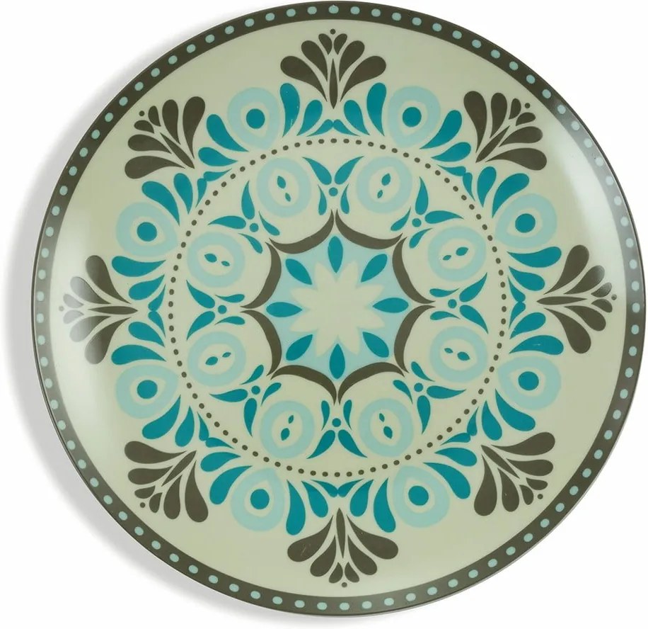 Set 18 farfurii din gresie și porțelan Villa d'Este Cala, multicolor