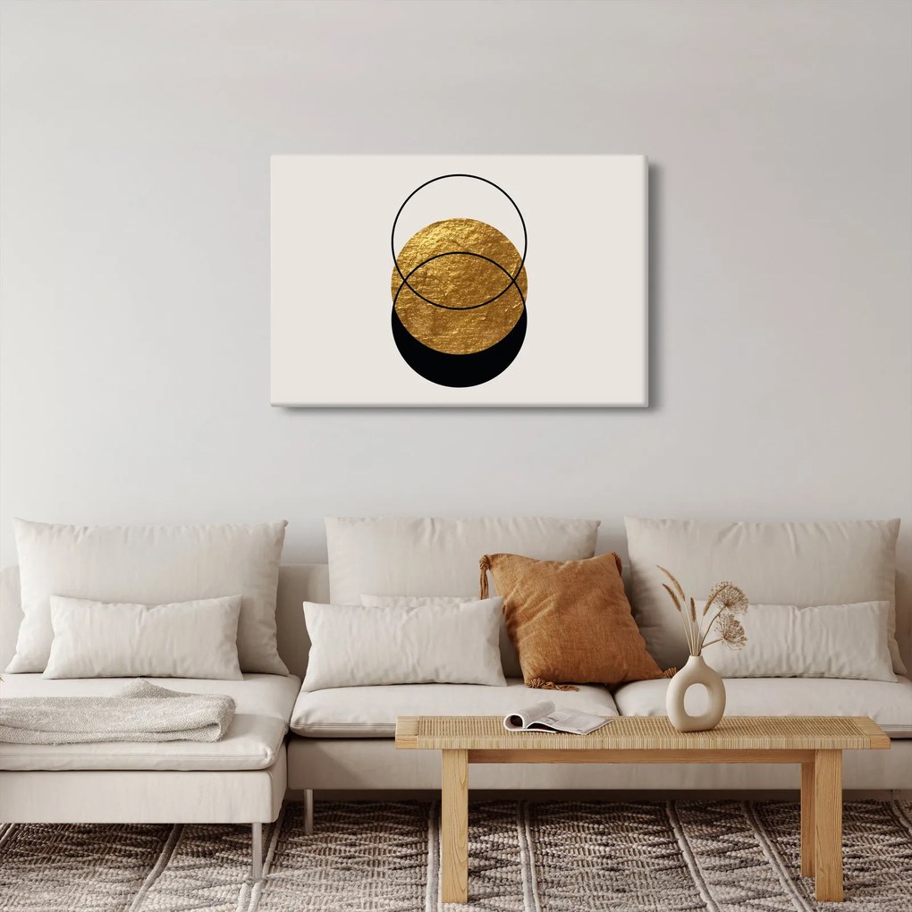 Tablou - Abstracție de aur și alb N⁰2 (90x60 cm)