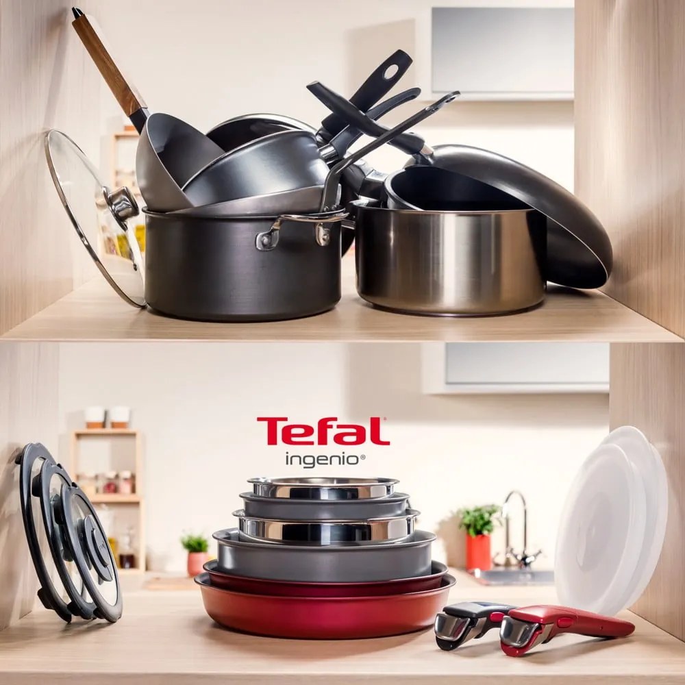 Set de vase pentru gătit 9 buc. din aluminiu INGENIO Cook Eat L881S904 – Tefal