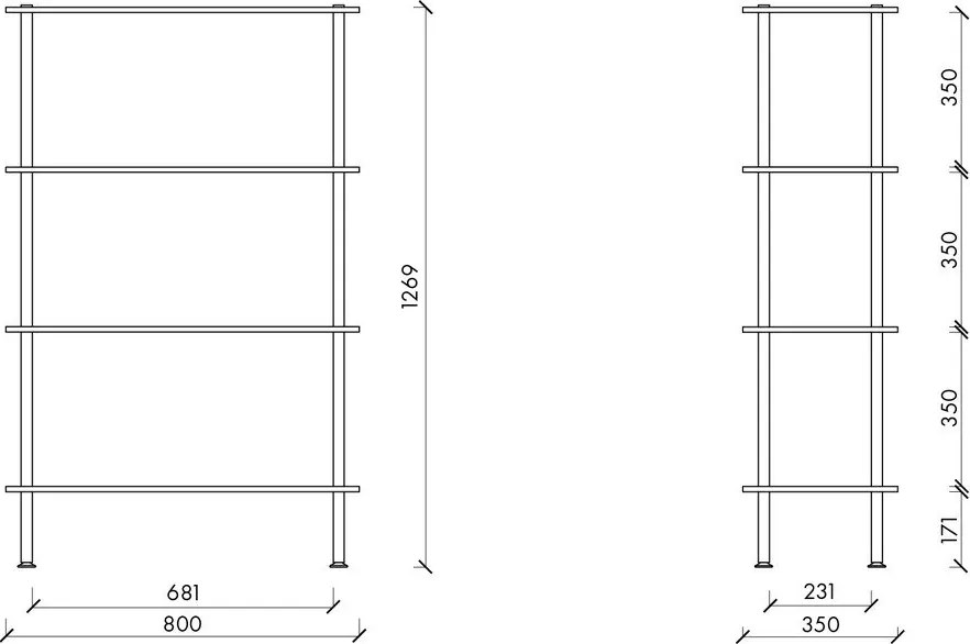 Etajeră în culoare naturală cu aspect de lemn de stejar 80x127x35 cm Teidi – noo.ma