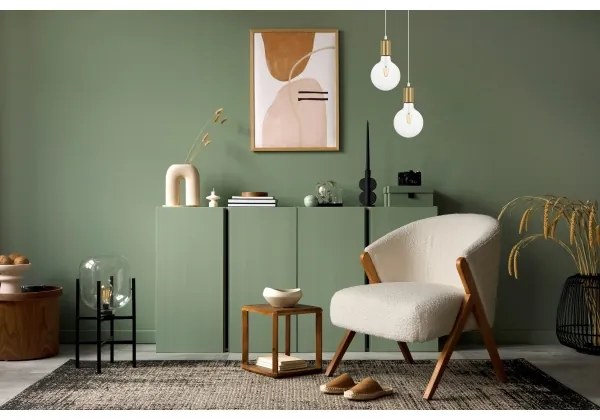 Lustră pe cablu MIROS 2xE27/60W/230V rotundă albă/aurie