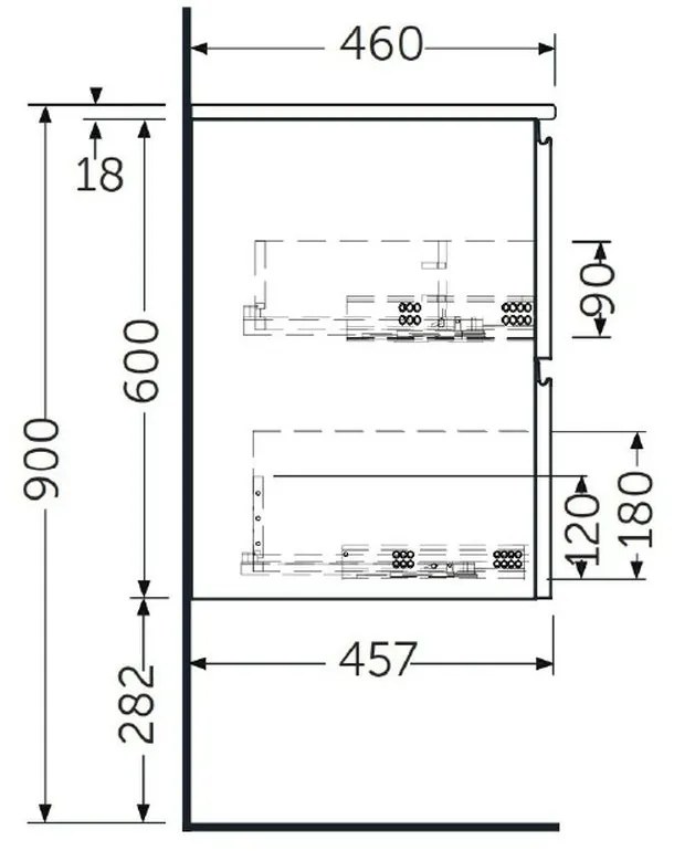 Mobilier suspendat incastrabil pentru lavoar, Joy, 100 cm alb, Rak Alb perlat, 1000x460 mm