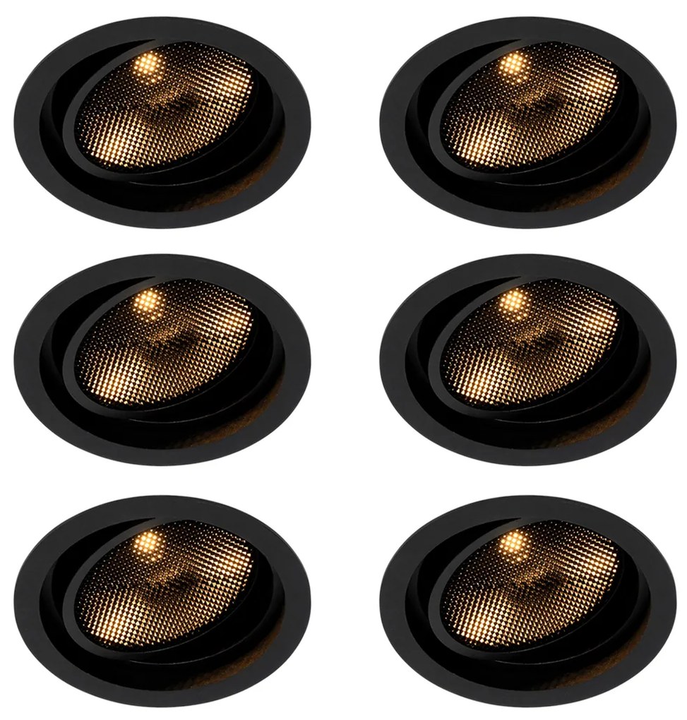 Set de 6 spoturi încastrate reglabile negre moderne - Coop 111 Honey