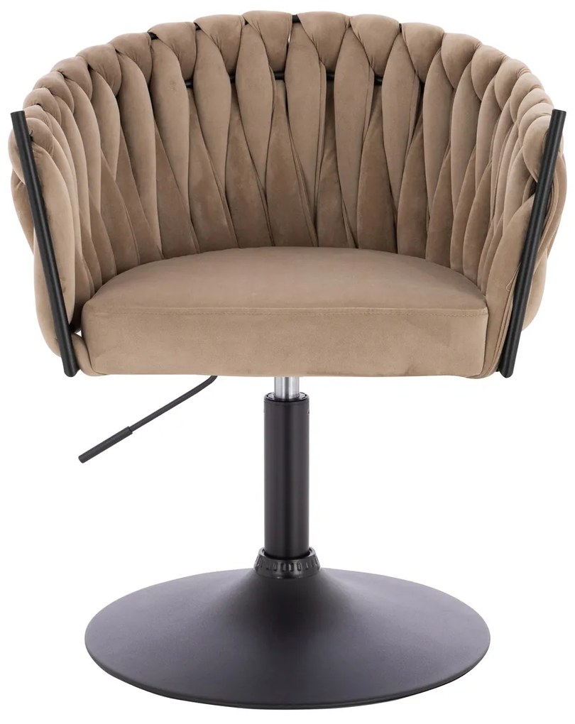 HR750N Scaun Latte din Catifea cu Bază Neagră