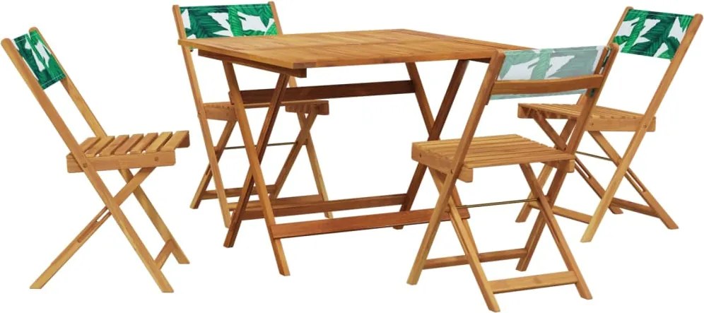 vidaXL Set mobilier de grădină 5 piese textil model frunze/lemn masiv