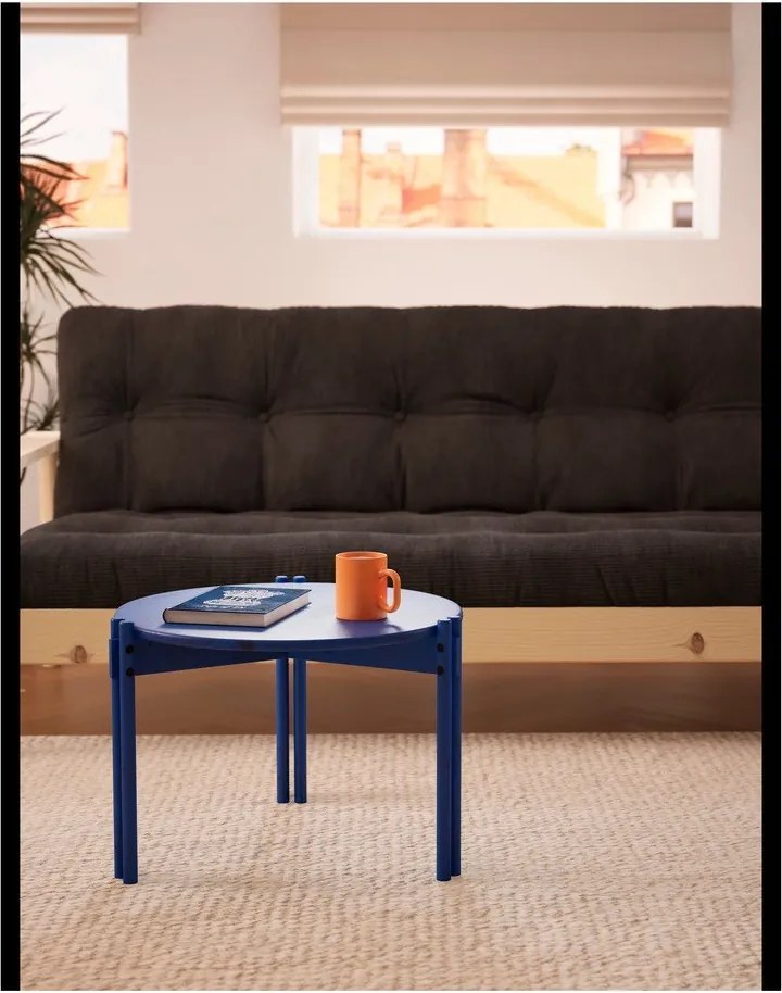 Măsuță de cafea albastră rotundă din lemn masiv de pin ø 80 cm Sticks – Karup Design