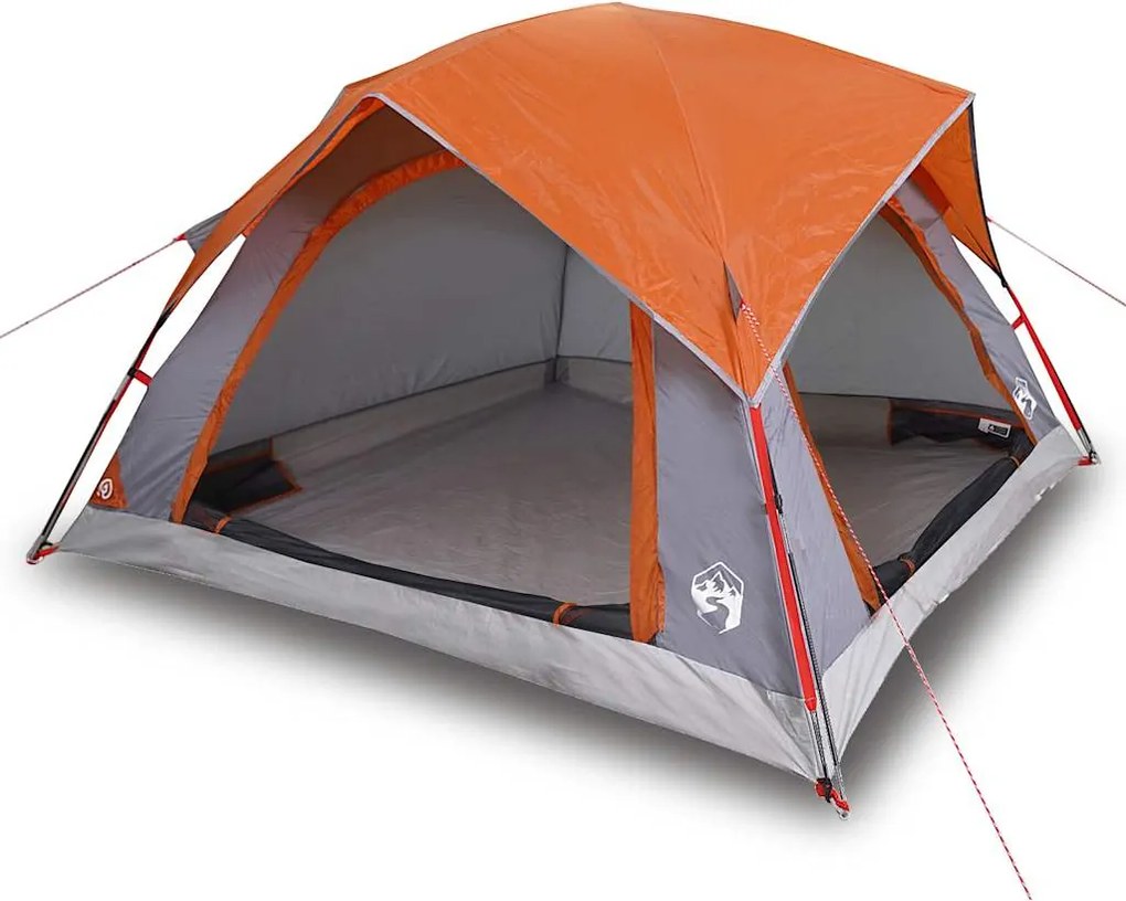 vidaXL Cabină cort de camping 4 persoane gri și portocaliu impermeabil