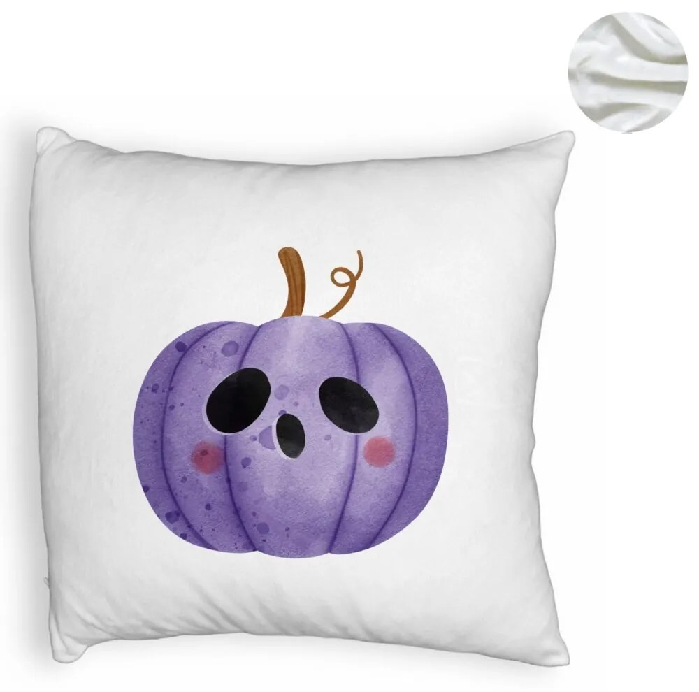 Perna Decorativa Fluffy cu motiv de Halloween 10, 40x40 cm, Alba, Husa Detasabila, Burduf