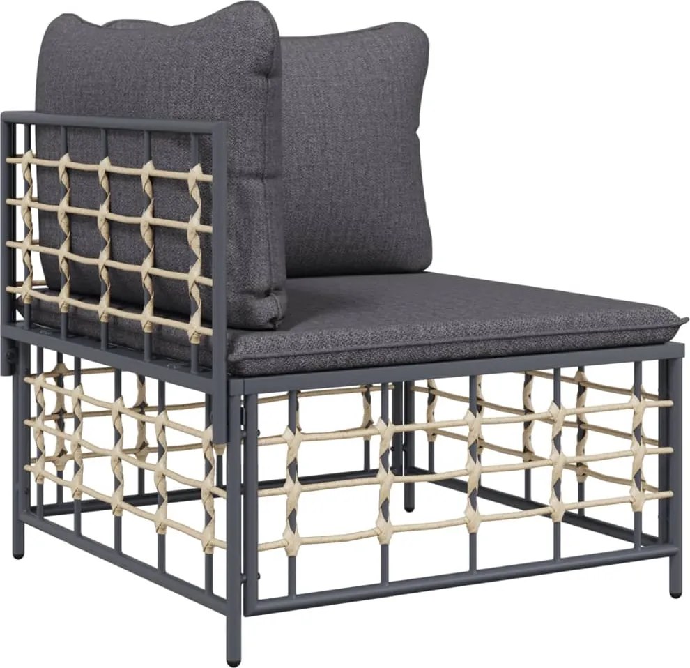 vidaXL Canapea de colț cu pernă de grădină, gri, poliratan