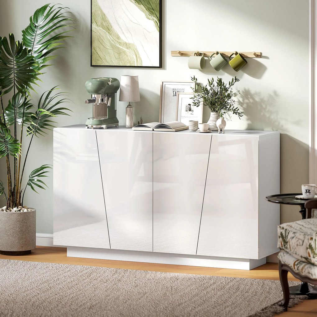 Dulap multifunctional HOMCOM cu 5 niveluri din PA alb cu polita reglabila pe 3 niveluri si baza inaltata, 150x40x88 cm | Aosom Romania