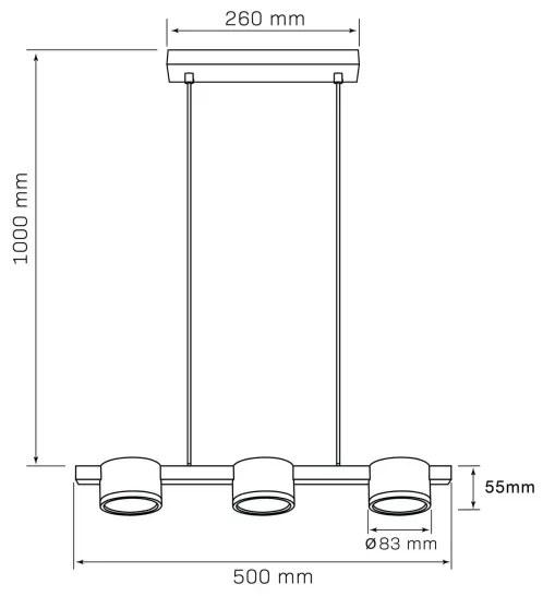 Lustră LED pe cablu MIRELLA 3xGX53/6W/230V auriu/negru