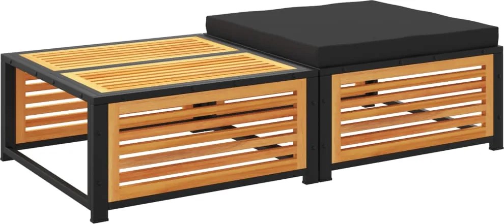 vidaXL Masă de grădină cu taburet, lemn masiv de acacia