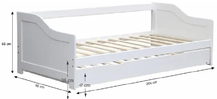 OFERTA Pat de copii alb cu pat suplimentar INTRO 90 x 200 cm II. calitate