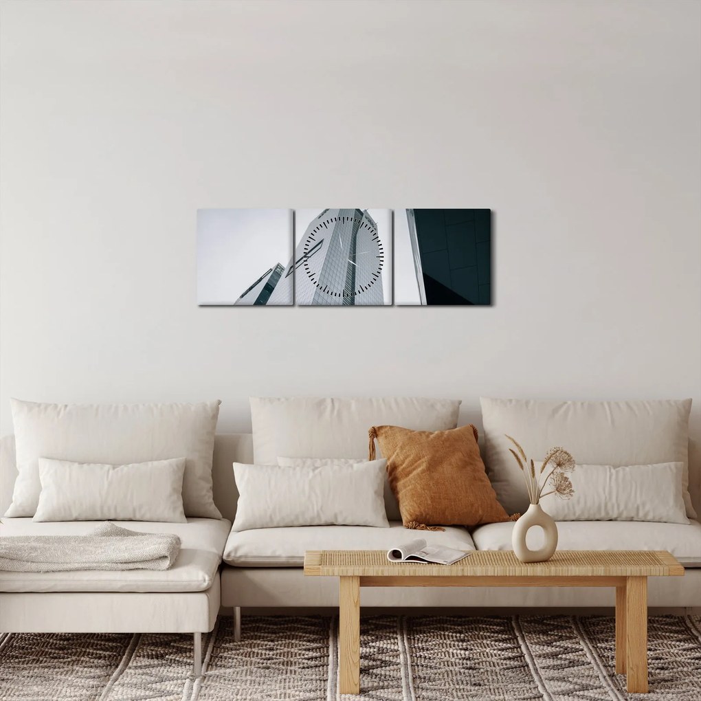 Tablou - Zgârie-nori (cu ceas) (90x30 cm)