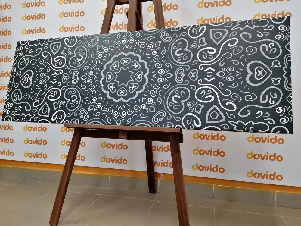 Tablou Mandala iubirii în design alb-negru