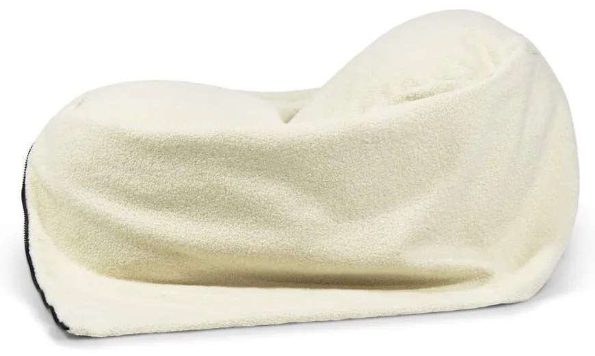 Fotoliu puf pentru copii crem cu tapițerie din țesătură bouclé Cocoon 80 – SLOWDOWN