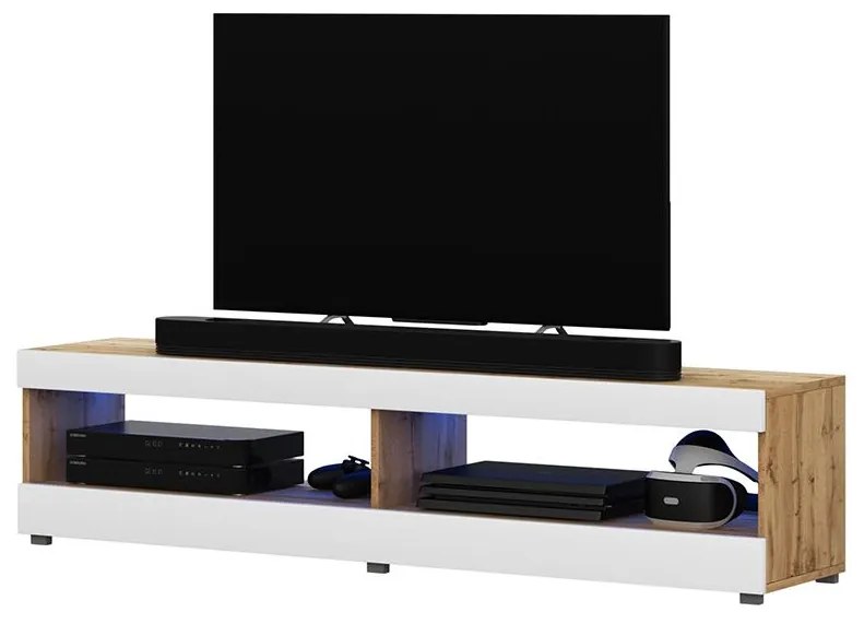Dulap TV Violett 100 (cu iluminat) (stejar lancaster + alb). 1098639