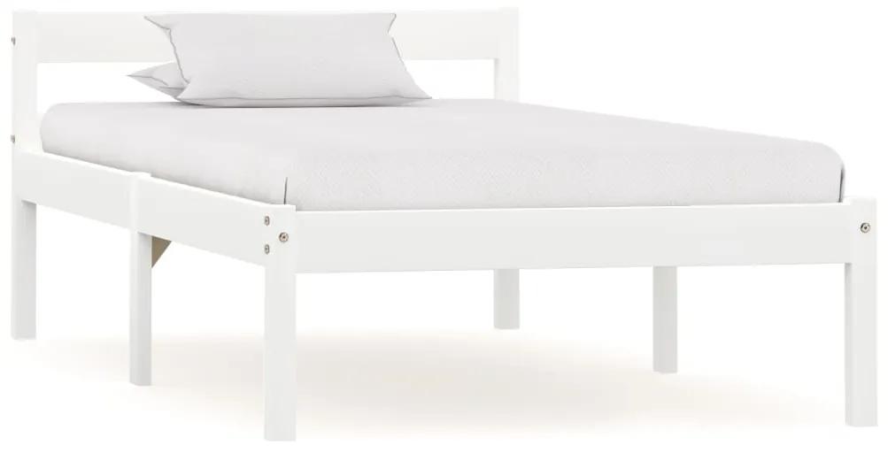 3060414 vidaXL Cadru de pat cu 2 sertare, alb, 90x200 cm, lemn masiv pin
