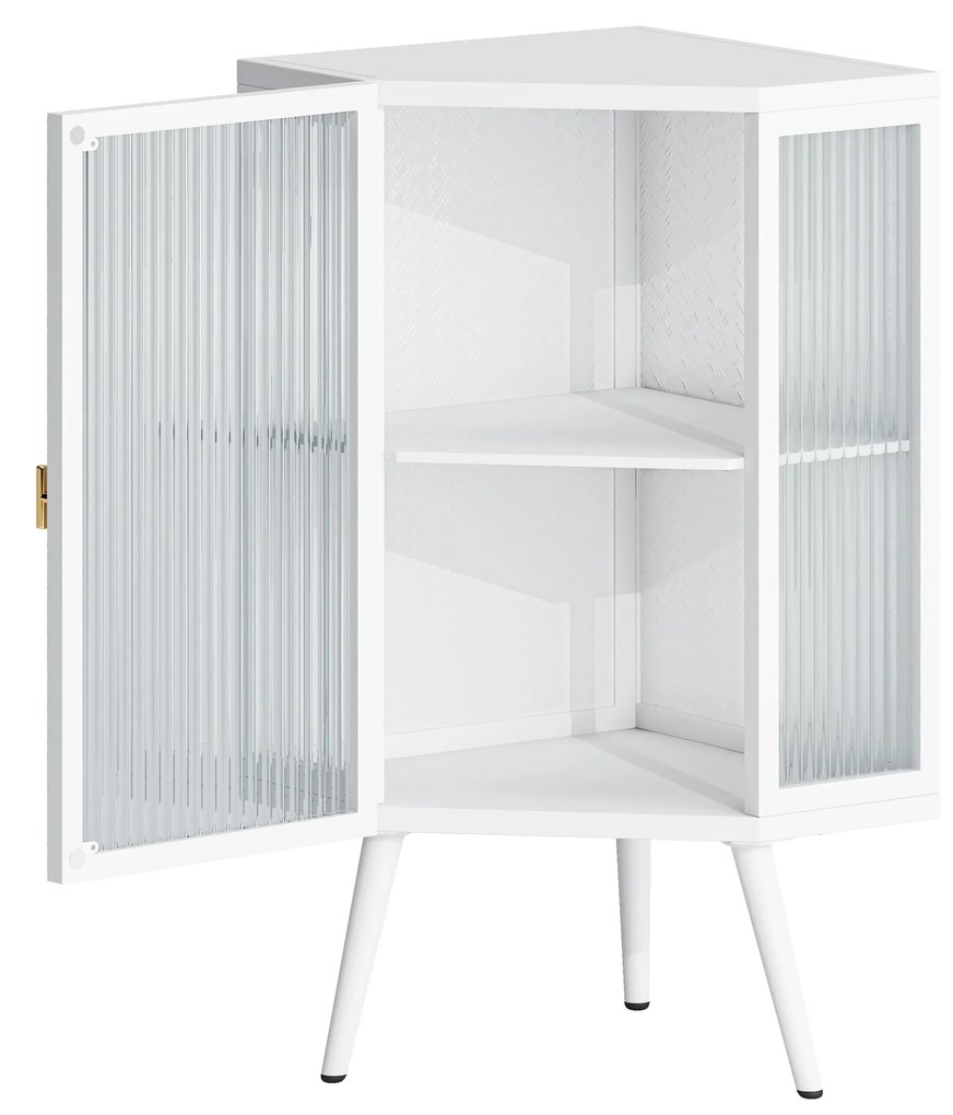Dulap colțar cu ușă din sticlă, Alb | Aosom Romania