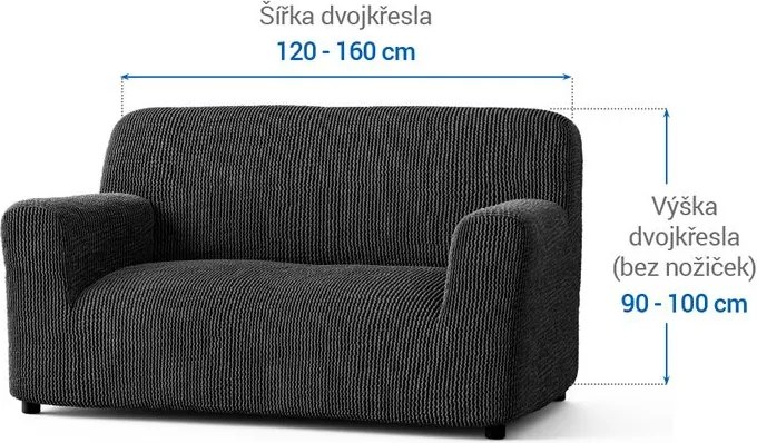 Gaico Huse bielastice COSTINA antracit fotoliu dublu (l. 120 - 160 cm)