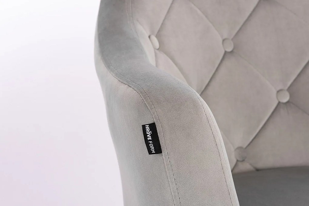 HR831KW Scaun Catifea Gray cu Bază Neagră