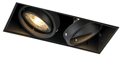 Spot integrat negru GU10 reglabil cu înclinare și rotire, fără cadru, 2 lumini - Oneon