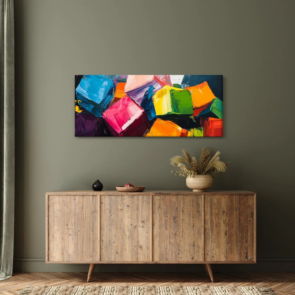 Tablou - Cuburi colorate (120x50 cm)