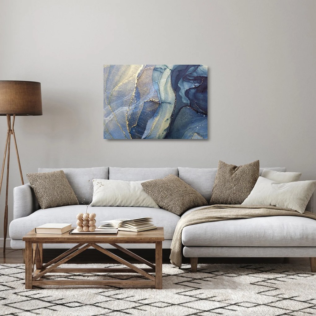 Tablou pe sticlă - Abstracție cu cerneală cu alcool (70x50 cm)