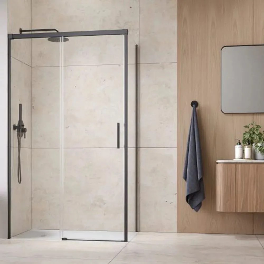 Usa de nisa culisanta Radaway Idea KDJ 110 cm sticla 6 mm finisaj GunMetal periat-transparent deschidere stanga