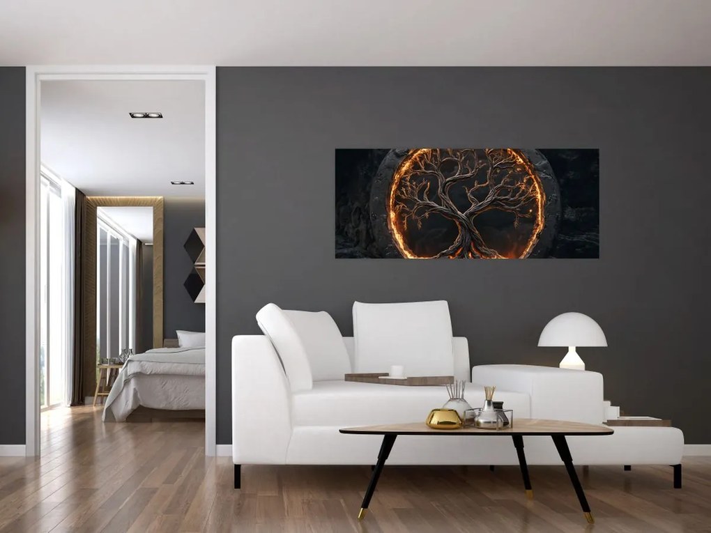 Tablou – Arborele vieții în lavă I. (120x50 cm)