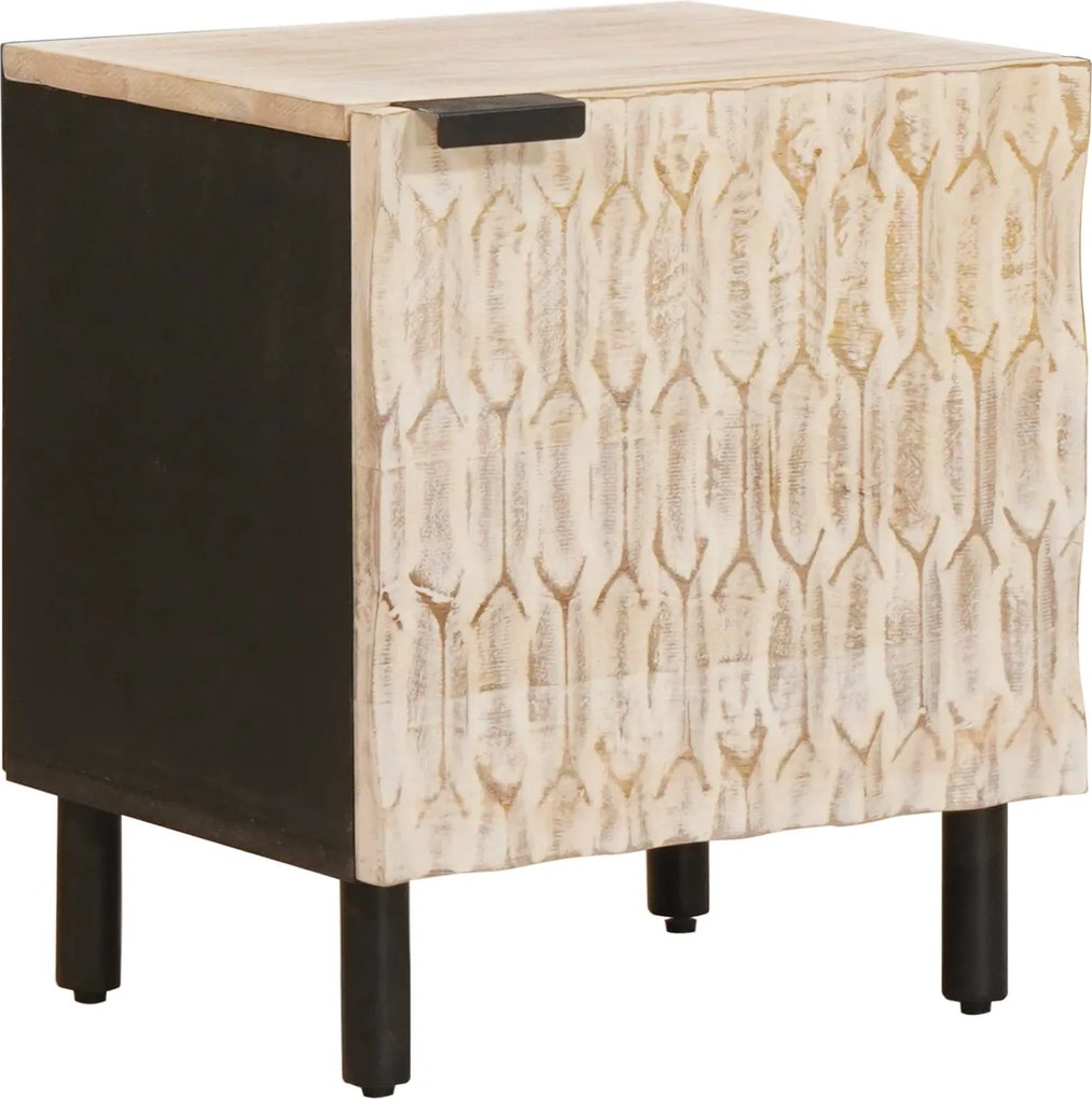 vidaXL Dulap de noapte Alb 40 x 33 x 46 cm Lemn de mango solid