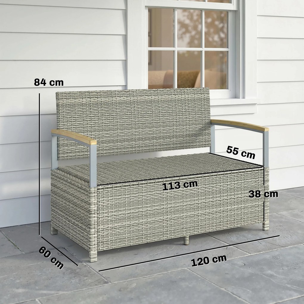 Outsunny bancă ladă poliratan împletit | Aosom Romania