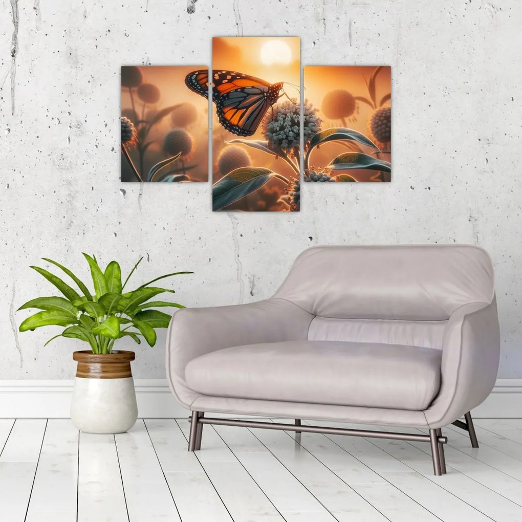 Tablou – Fluture în soare apunând (90x60 cm)