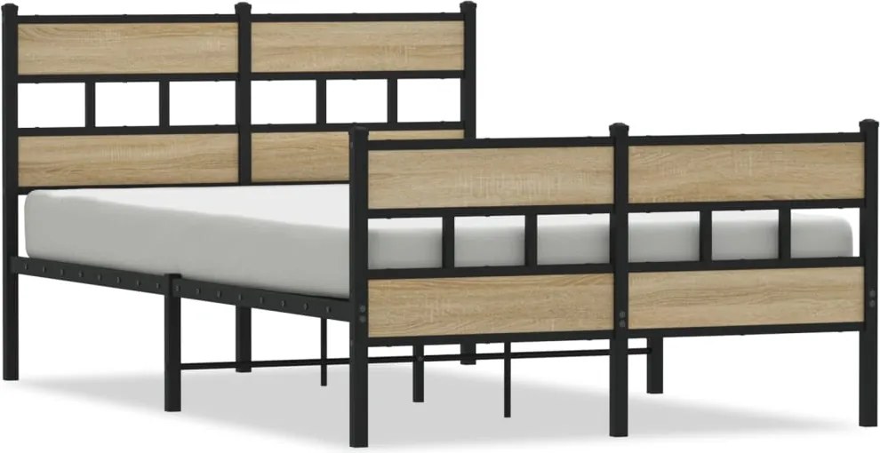 vidaXL Cadru de pat metalic fără saltea, stejar sonoma, 120x200 cm