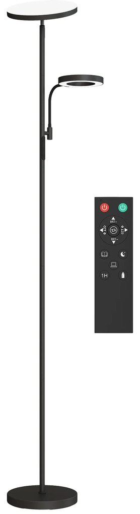 HOMCOM Lampadar LED 42W reglabil 2700K-6500K 4 culori variere continua, 4 moduri scena, telecomanda si control tactil | Aosom Romania