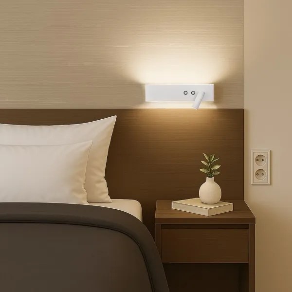 Aplica LED de perete RESORT, LED/10W/230V + LED/3W, albă, dreaptă