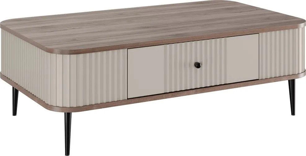 Măsuță de cafea cu sertar Vesper 103x60 cm - cashmir / nuc / picioare negre