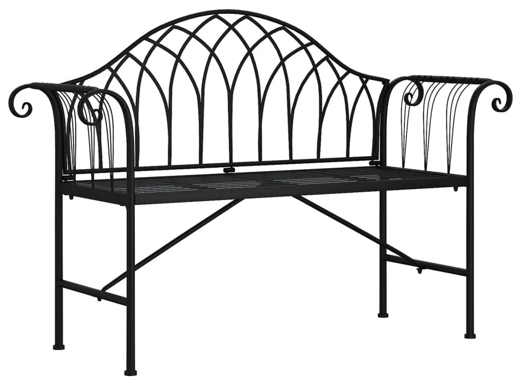 318828 vidaXL Bancă de grădină cu 2 locuri, negru, 128 cm, oțel